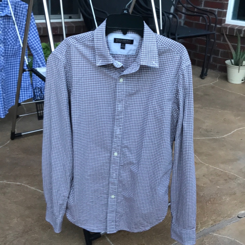 Banana Republic Brown and White Button Down
